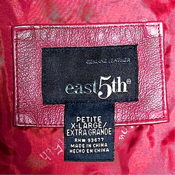 EAST 5th Women’s Effortlessly Chic Red Leather Jacket Sz XLP Minimalist Luxe - Picture 10 of 11